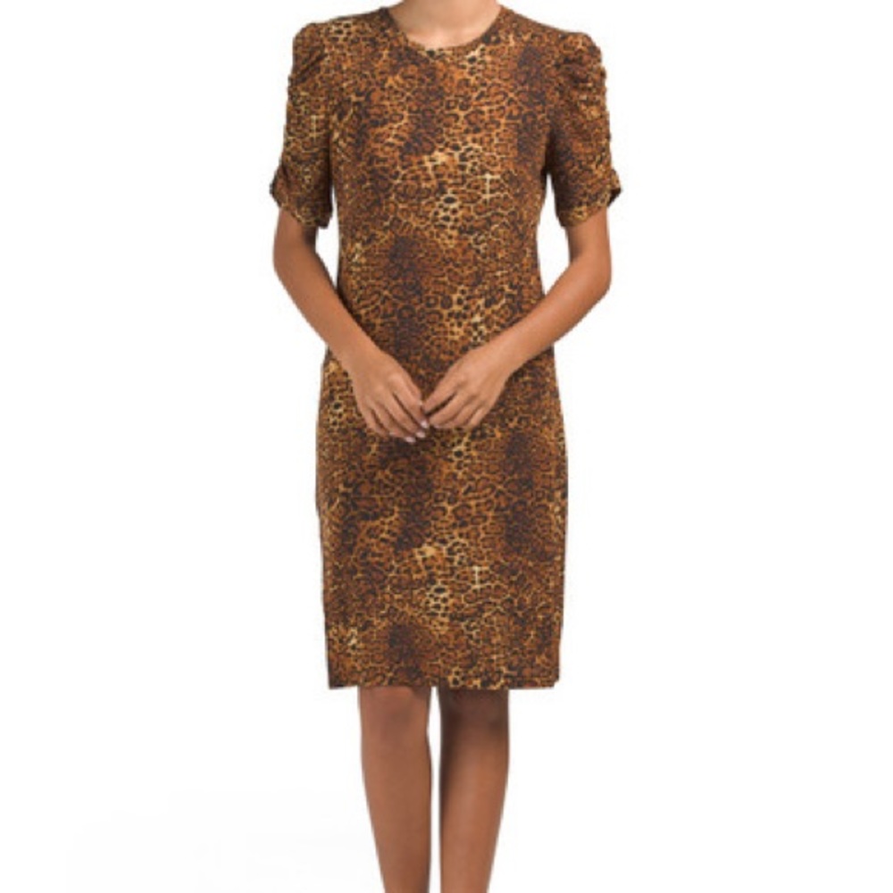 CATHERINE MALANDRINO Animal Print Jersey Dress XS